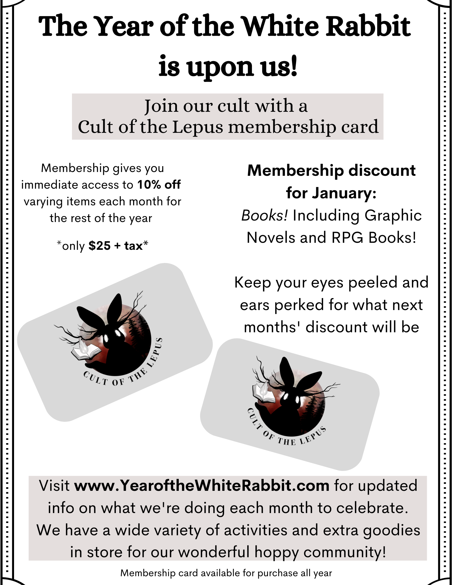 Year of the White Rabbit - January Flyer January Flyer